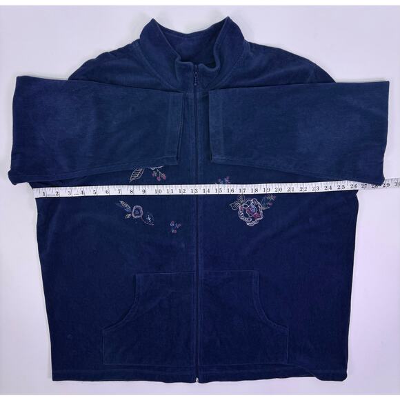 Koret Woman Blue Embroidered Corduroy Zip-Up Jacket Size 2X - Picture 9 of 9